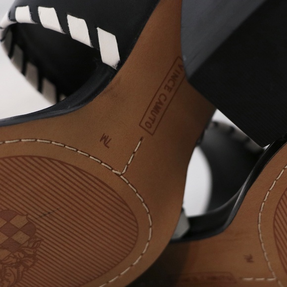 Vince Camuto Kafinny Sandal 7 New Black / white / tan - Picture 10 of 13